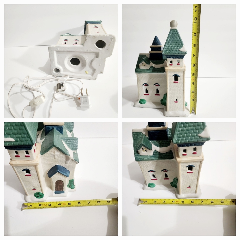 90s Christmas Village Porcelain Lightup Church - Picture 3 of 3